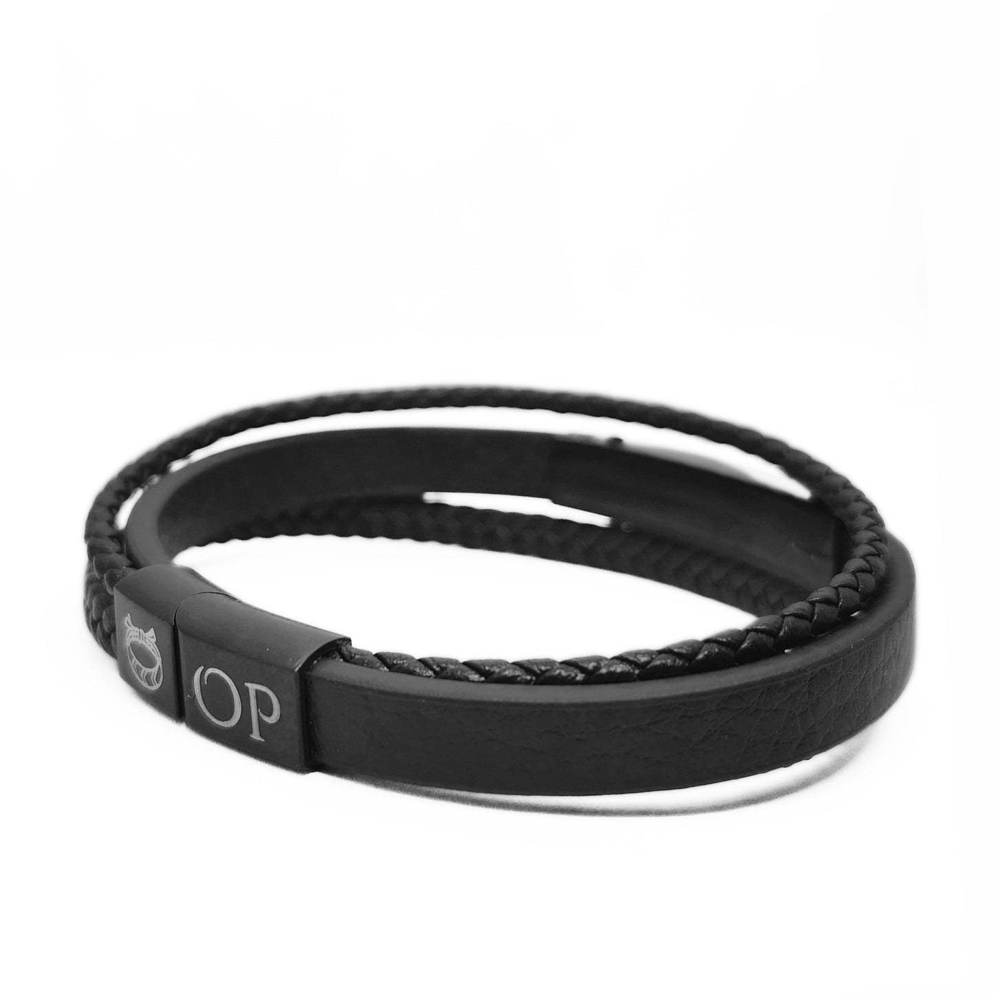 Premium Black Leather Bracelet - B-181 | Men's - Overpowered Accessories