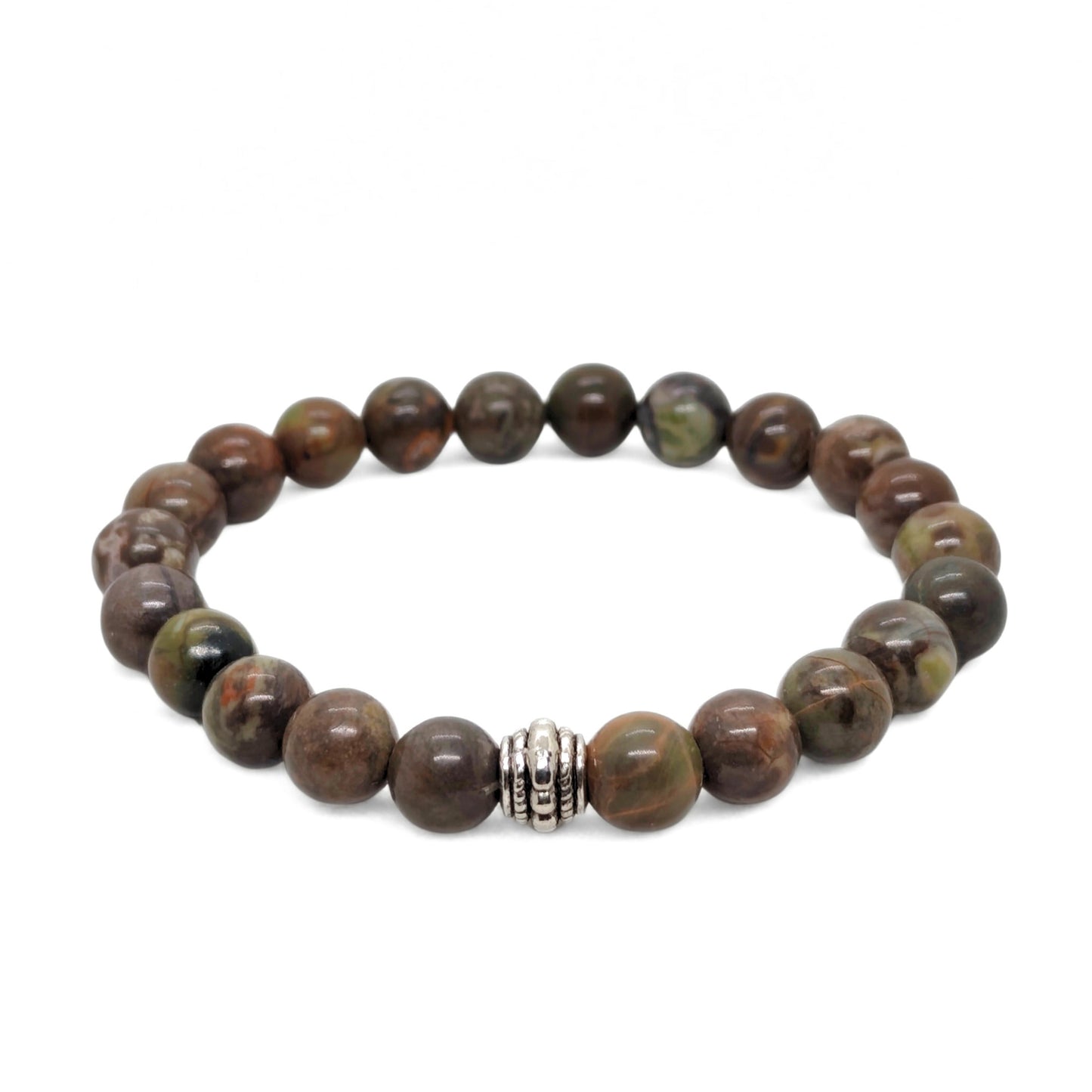 Natural Agate & Silver Stainless Steel G-1 | Men's Stone Bracelet - Overpowered Accessories | Egypt