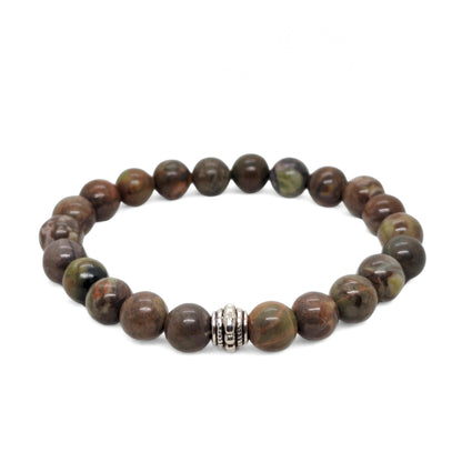 Natural Agate & Silver Stainless Steel G-1 | Men's Stone Bracelet - Overpowered Accessories | Egypt