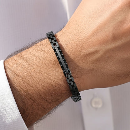All-Black Stainless Steel B-122 | Men's Bracelet - Overpowered Accessories | Egypt