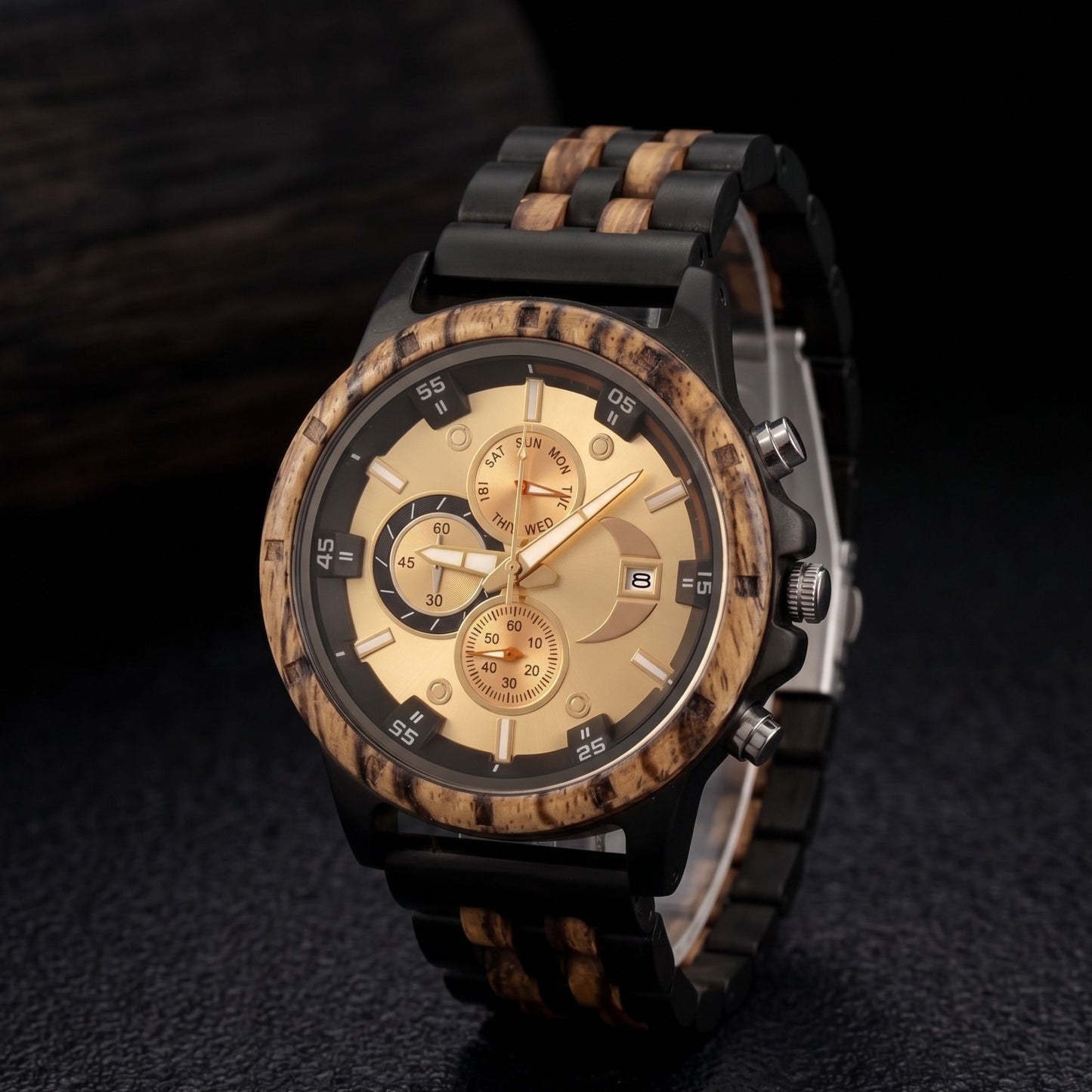 The Luxury Prestige Zebrawood & Ebony Wooden Watch - WW-04 | Men's - Overpowered Accessories - Egypt