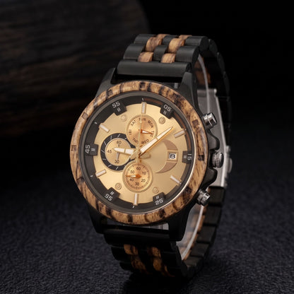 The Luxury Prestige Zebrawood & Ebony Wooden Watch - WW-04 | Men's - Overpowered Accessories - Egypt