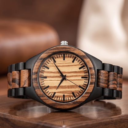 Luxury Vintage Zebrawood & Ebony Watch - WW-02 | Men's - Overpowered Accessories