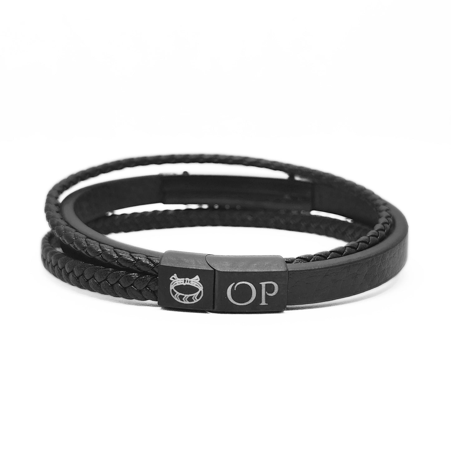 Premium Black Leather Bracelet - B-181 | Men's - Overpowered Accessories