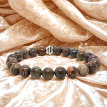 Natural Agate & Silver Stainless Steel G-1 | Men's Stone Bracelet - Overpowered Accessories | Egypt