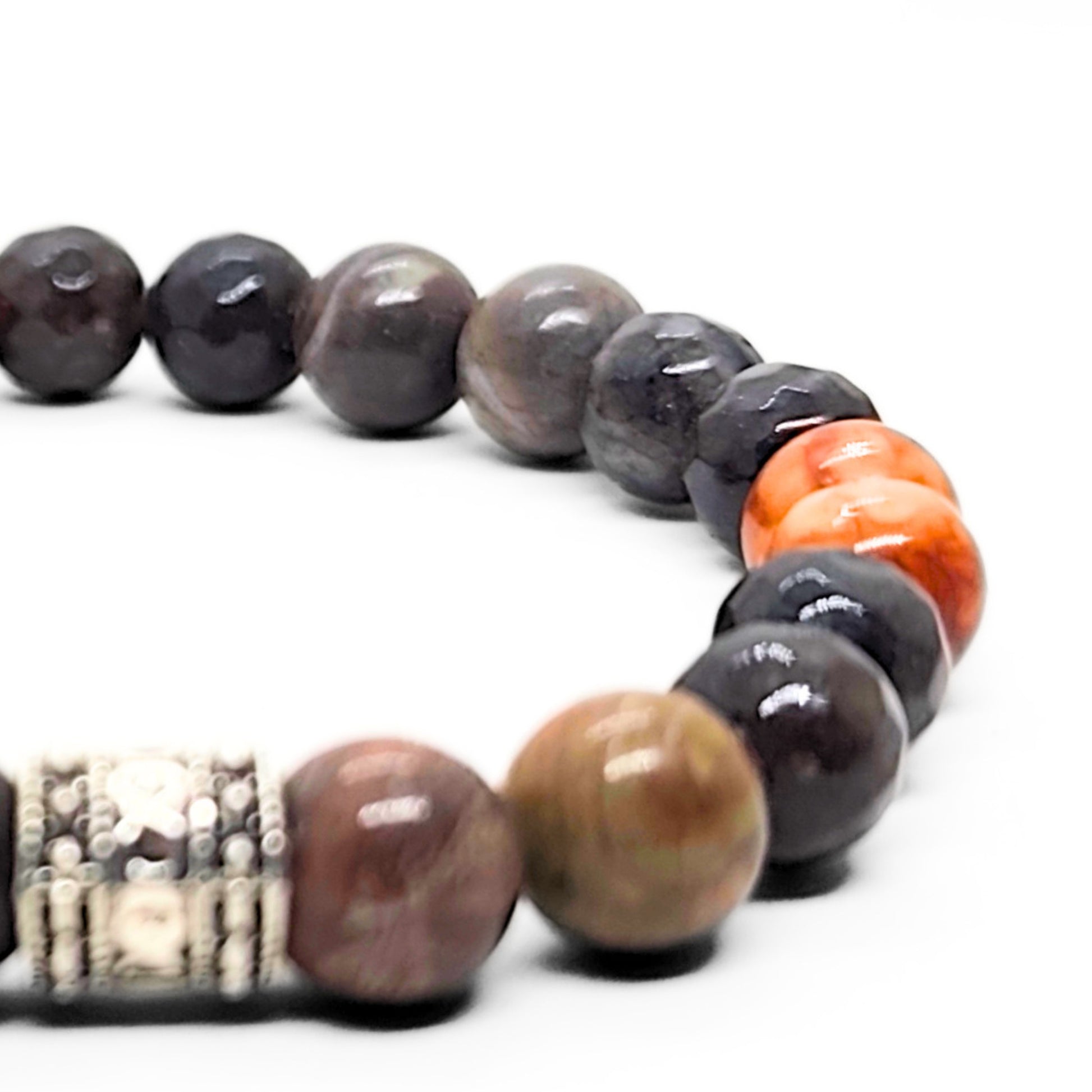 Natural Agate Stone G-26 Bracelet by Overpowered Accessories featuring a mix of polished agate beads in earthy tones.