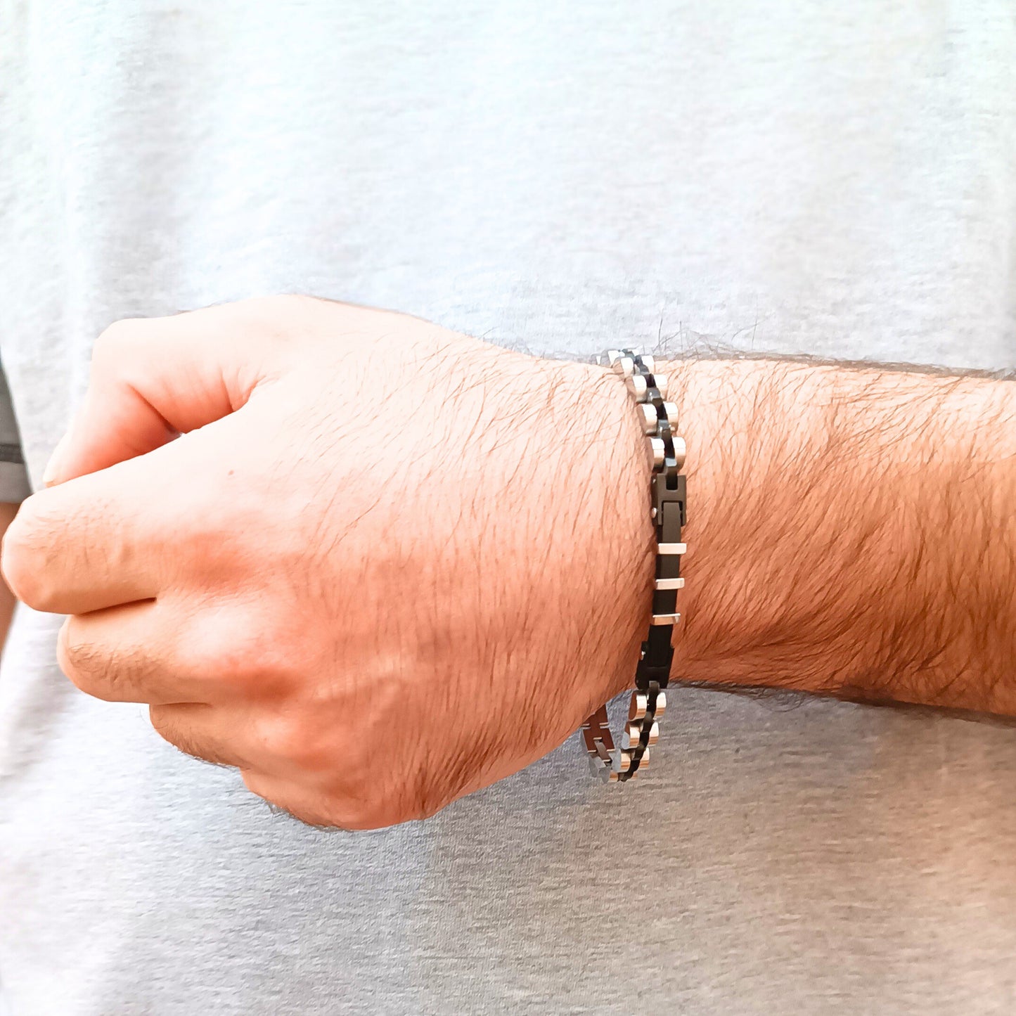 Cool Contrast Bundle - Silver/Black & Silver/Blue Bracelets | B-88 & B-87 - Overpowered Accessories Egypt