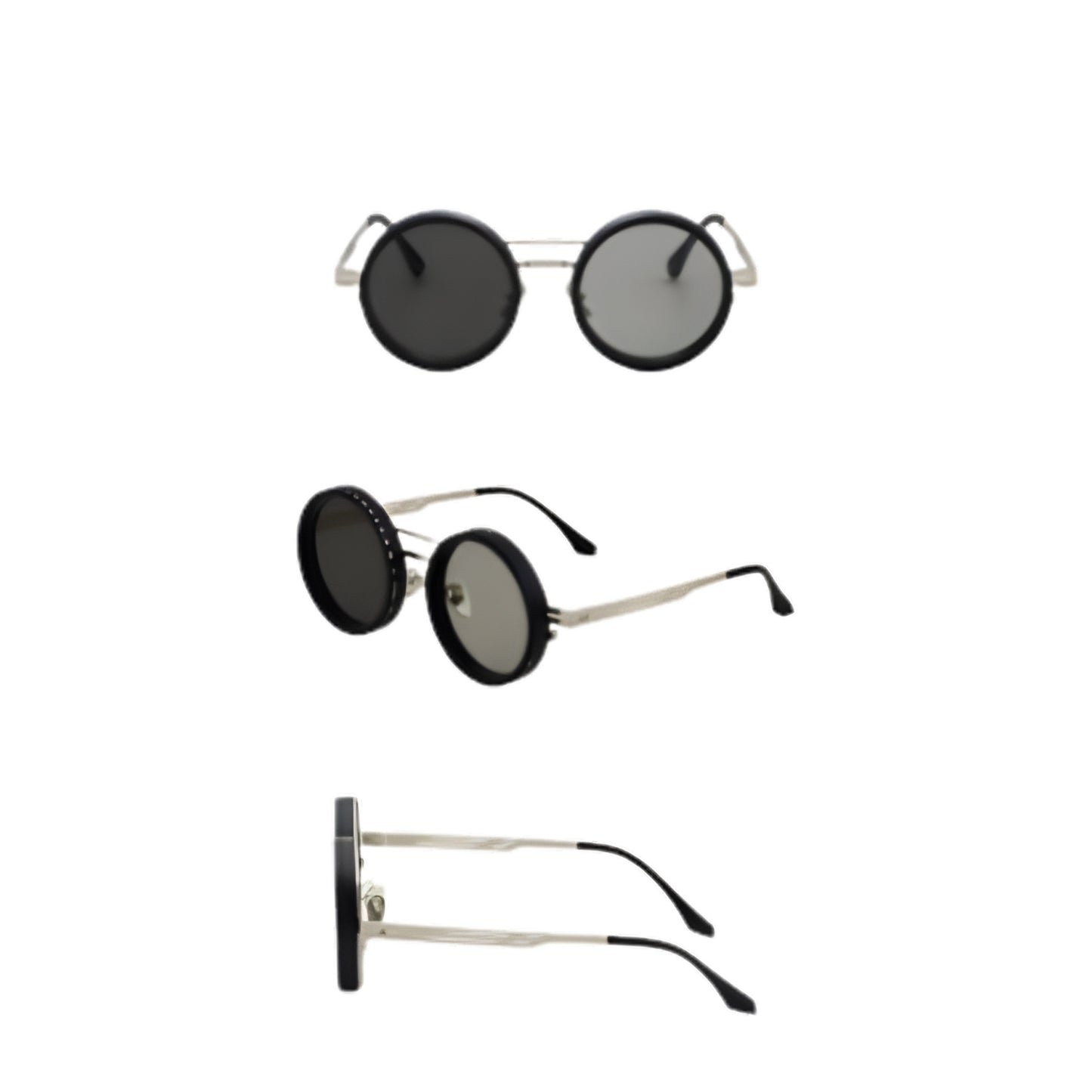 SG-002 Round Polarized Adjustable Sunglasses | Black & Silver Steel - Overpowered Accessories | Egypt