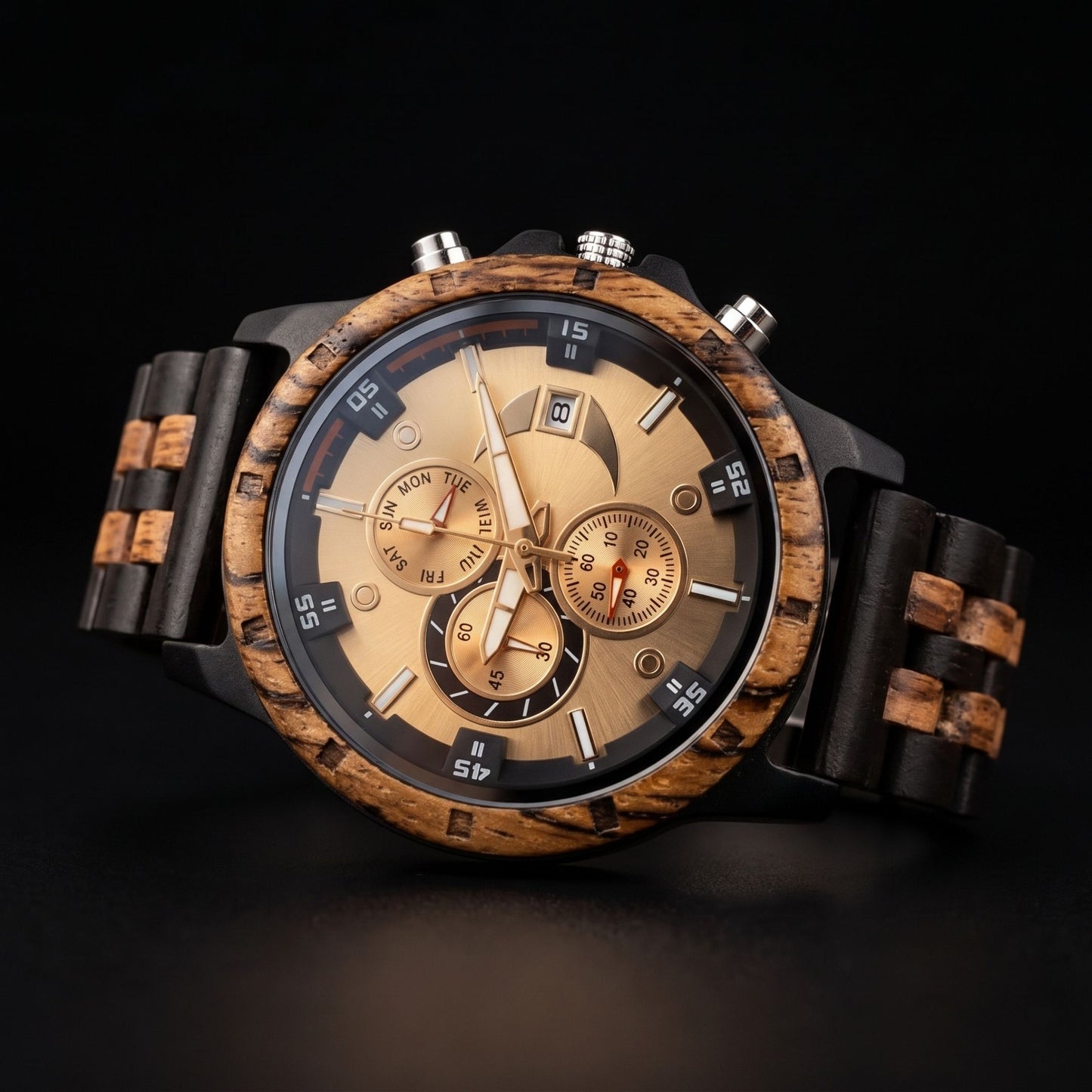 The Luxury Prestige Zebrawood & Ebony Wooden Watch - WW-04 | Men's - Overpowered Accessories - Egypt