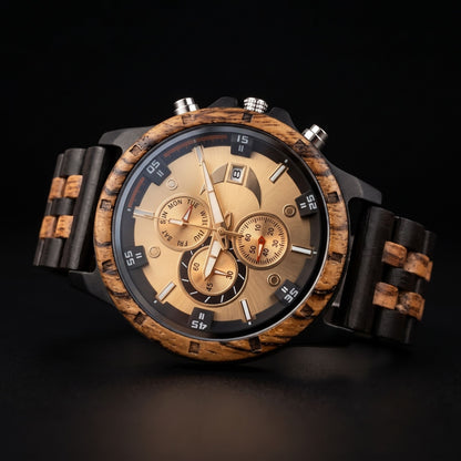 The Luxury Prestige Zebrawood & Ebony Wooden Watch - WW-04 | Men's - Overpowered Accessories - Egypt