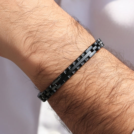 All-Black Stainless Steel B-122 | Men's Bracelet - Overpowered Accessories | Egypt