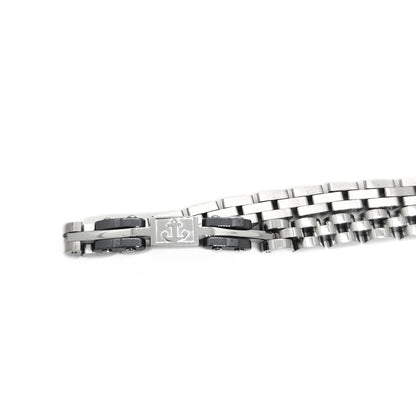 Premium Silver & Gunmetal Grey Anchor Bracelet - B-184 | Men's - Overpowered Accessories