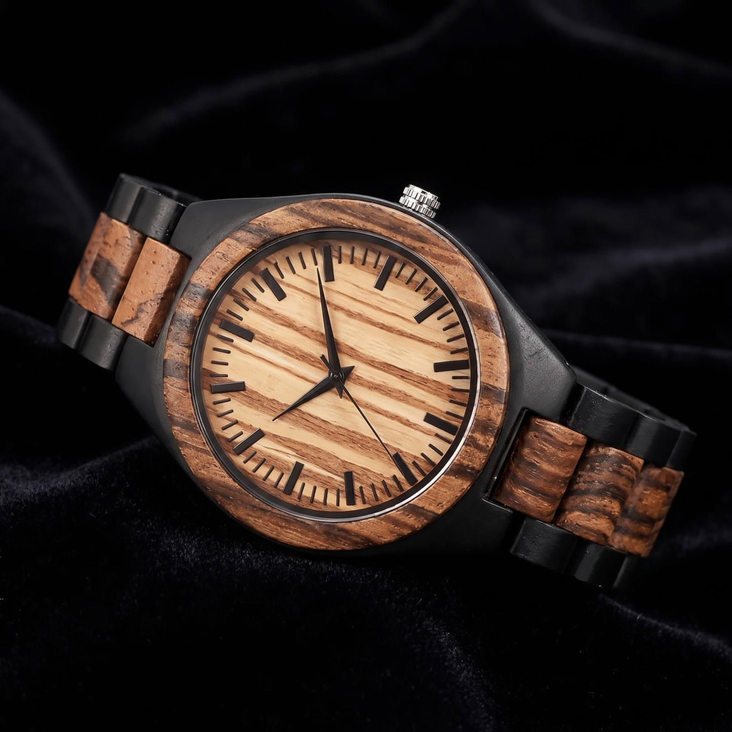 Luxury Vintage Zebrawood & Ebony Watch - WW-02 | Men's - Overpowered Accessories