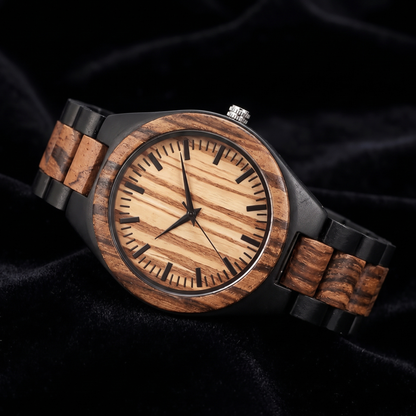 Luxury Vintage Zebrawood & Ebony Watch - WW-02 | Men's - Overpowered Accessories