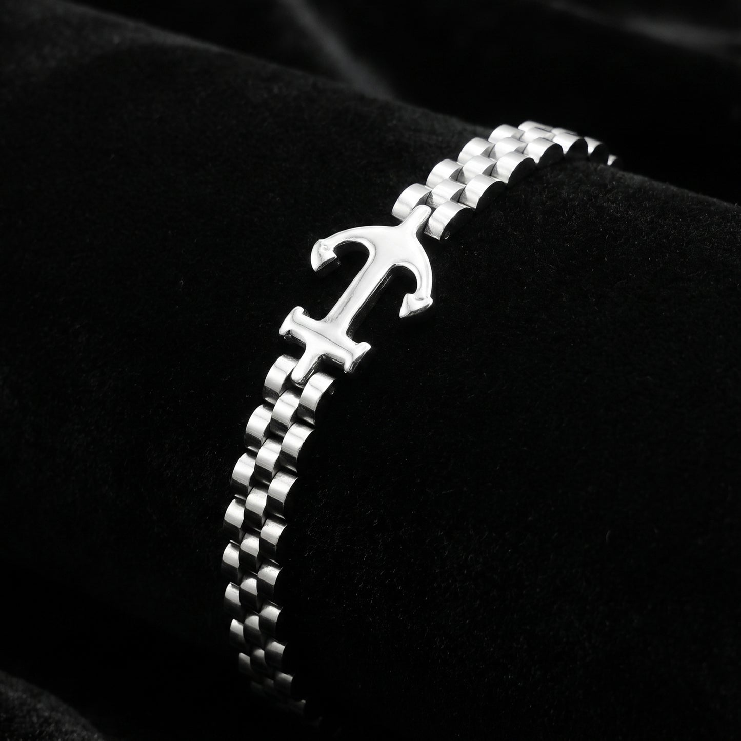 Premium Silver Stainless Steel Anchor Bracelet - B-183 | Men's - Overpowered Accessories