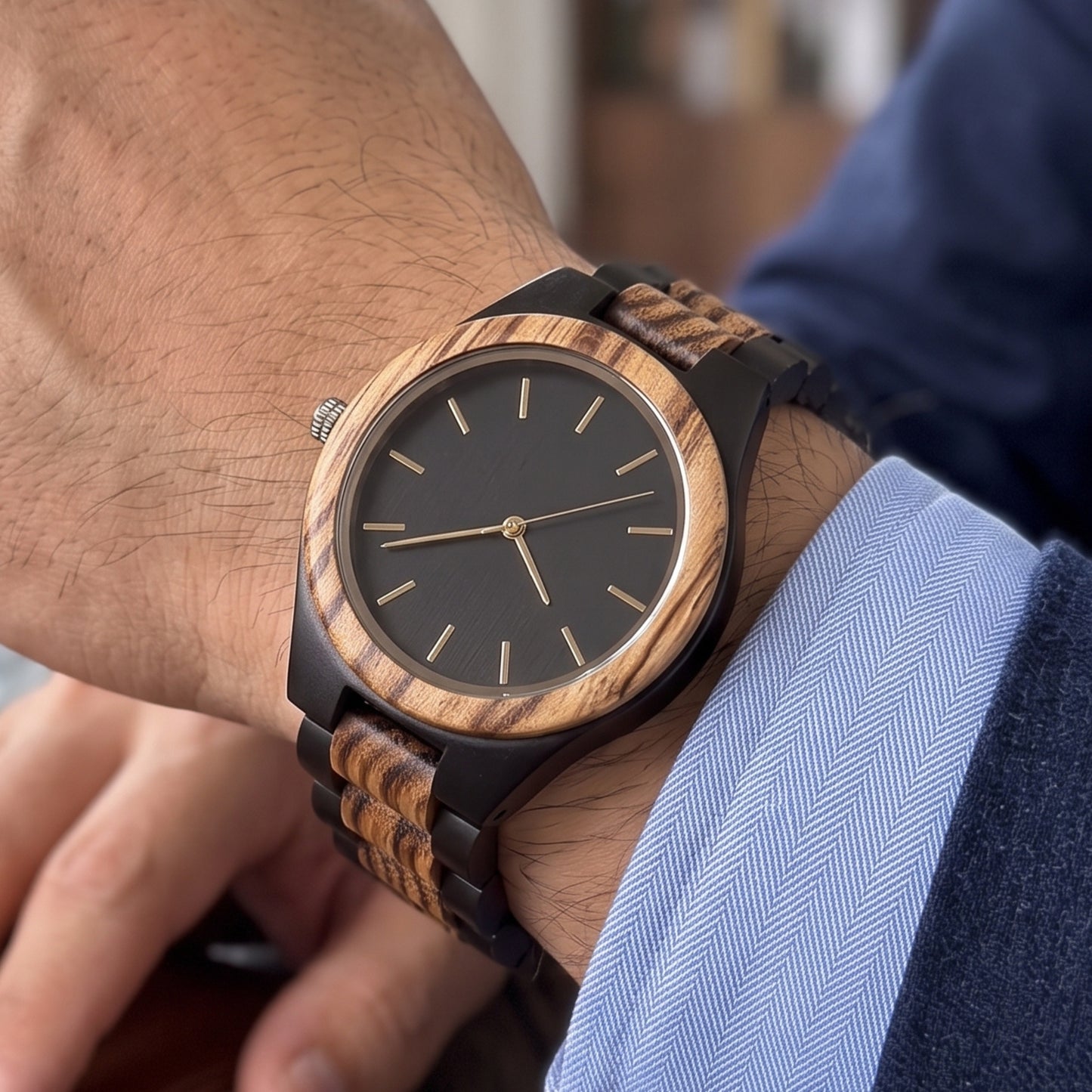 Premium Vintage Zebrawood & Ebony Watch - WW-01 | Men's - Overpowered Accessories