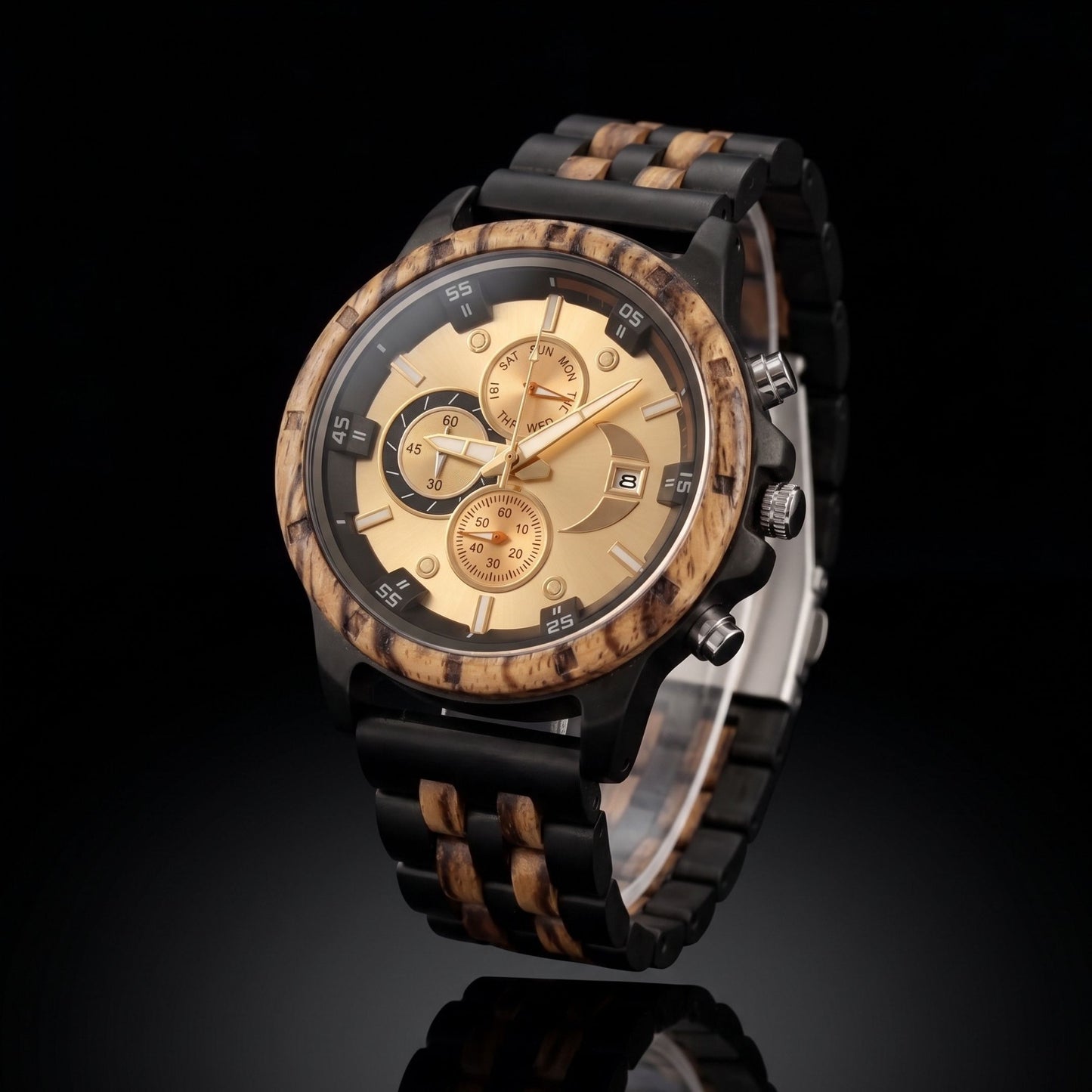 The Luxury Prestige Zebrawood & Ebony Wooden Watch - WW-04 | Men's - Overpowered Accessories - Egypt