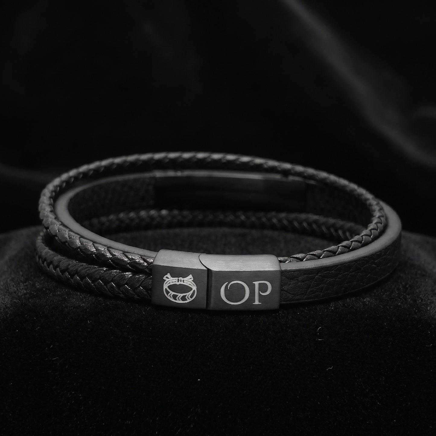 Premium Black Leather Bracelet - B-181 | Men's - Overpowered Accessories