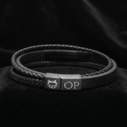 Premium Black Leather Bracelet - B-181 | Men's - Overpowered Accessories