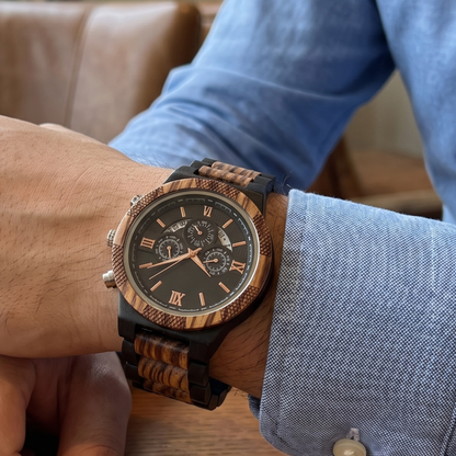 The Legacy Zebrawood & Ebony Watch - WW-03 | Men's - Overpowered Accessories
