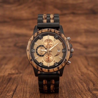 The Luxury Prestige Zebrawood & Ebony Wooden Watch - WW-04 | Men's - Overpowered Accessories - Egypt