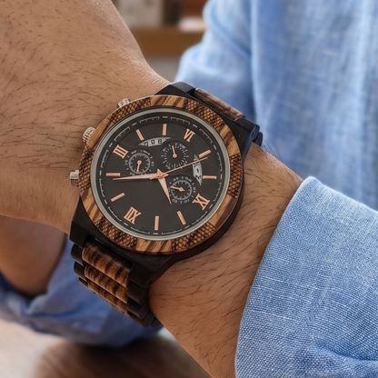 The Legacy Zebrawood & Ebony Watch - WW-03 | Men's - Overpowered Accessories