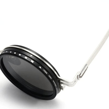 SG-002 Round Polarized Adjustable Sunglasses | Black & Silver Steel - Overpowered Accessories | Egypt