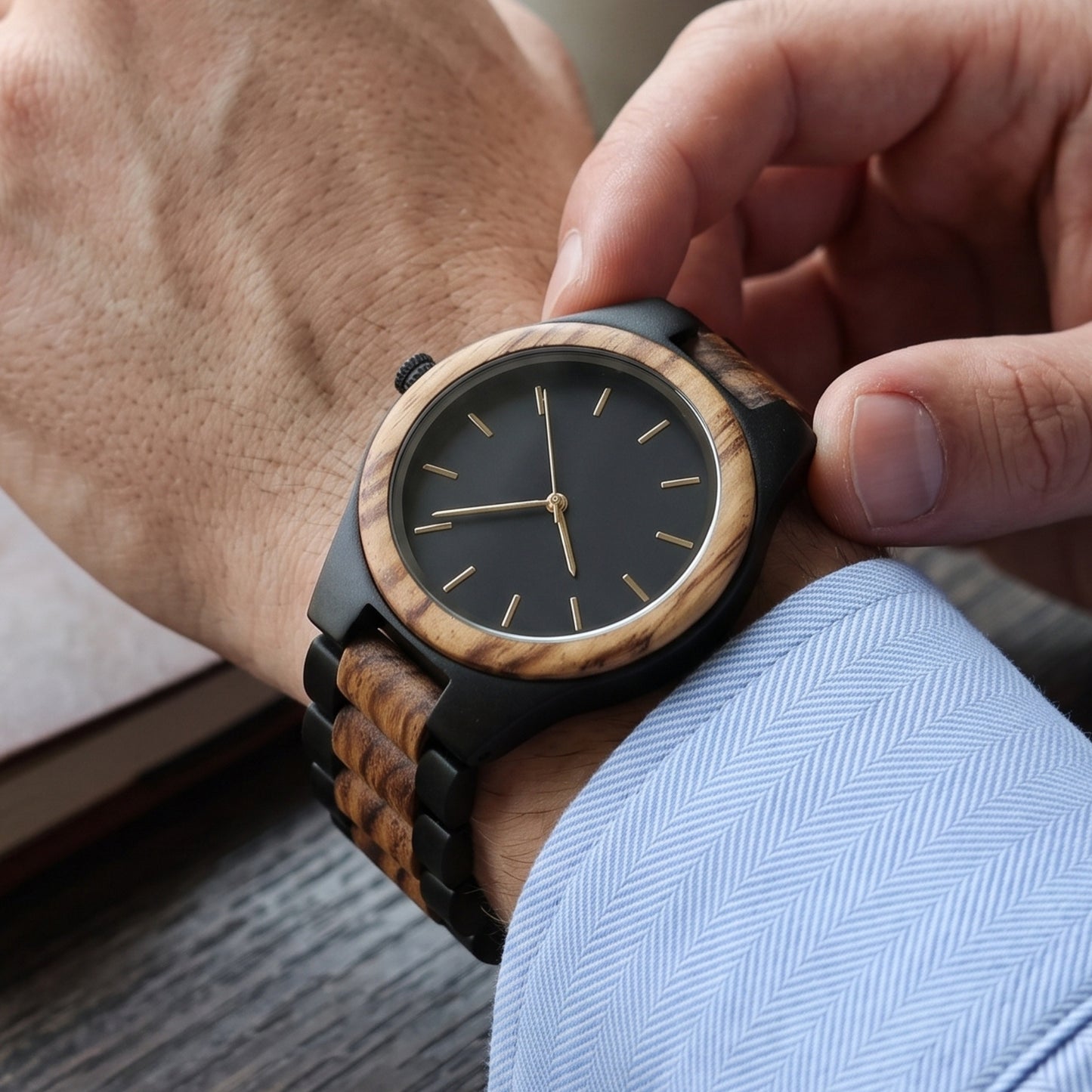 Premium Vintage Zebrawood & Ebony Watch - WW-01 | Men's - Overpowered Accessories