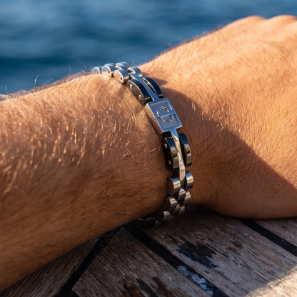Premium Silver & Gunmetal Grey Anchor Bracelet - B-184 | Men's - Overpowered Accessories