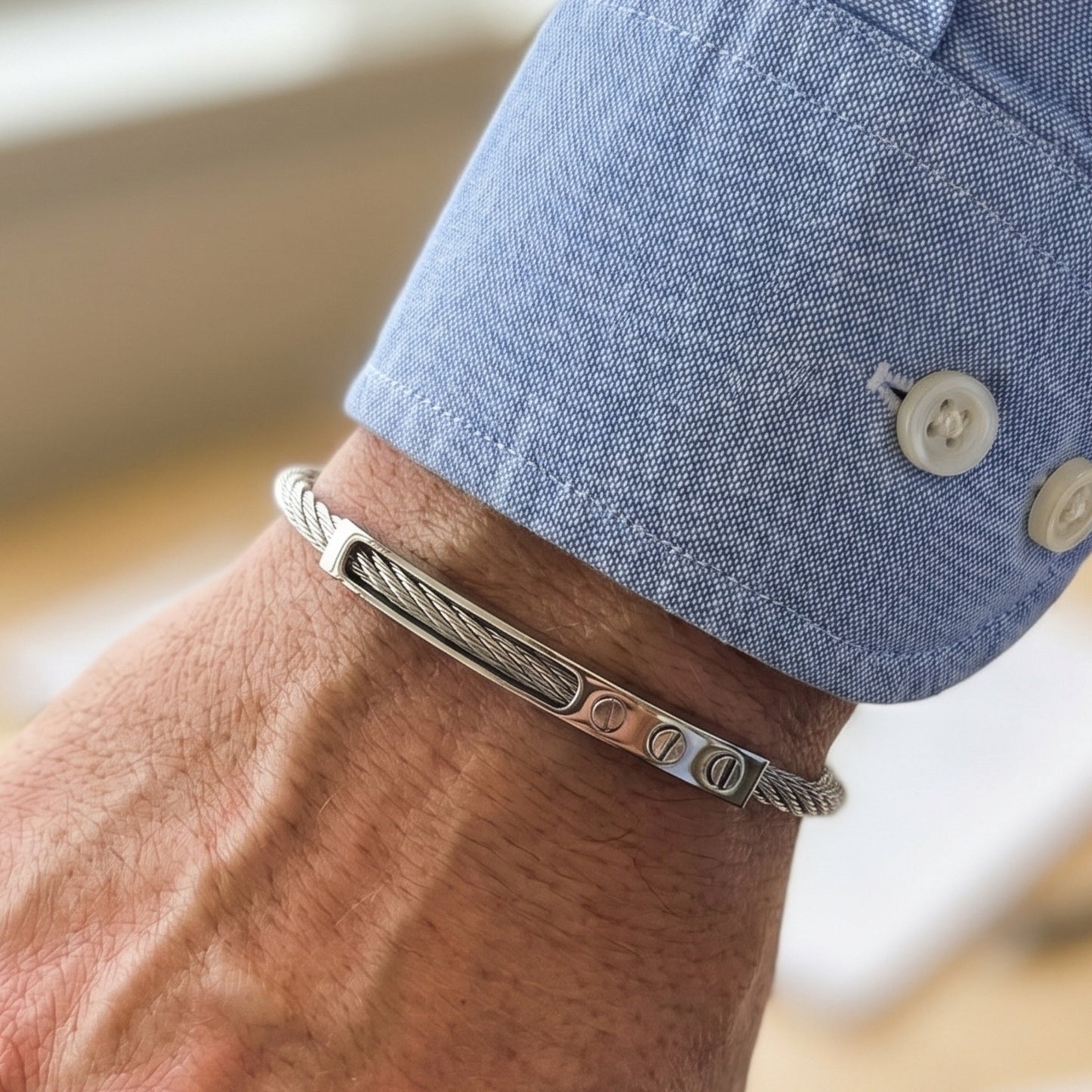 All-Silver Stainless Steel - B-156 Bracelet | Men's - Overpowered Accessories