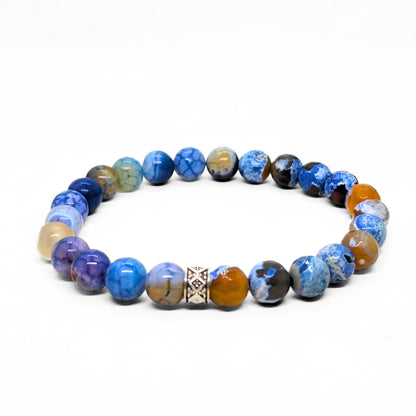 Titan Meridian Bundle SG-002 G-10 features a men's bracelet made of colorful stone beads, showcasing a mix of blue, brown, an
