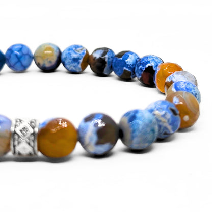 Titan Meridian Bundle SG-002 G-10 features a men's bracelet made of colorful agate beads with a silver accent.