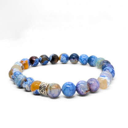 Titan Meridian Bundle SG-002 G-10 features a men's bracelet made of colorful agate beads in blue and earthy tones.