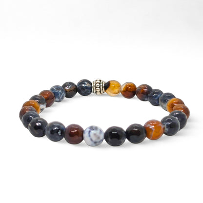 Natural Agate & Silver Stainless Steel G-2 | Men's Stone Bracelet - Overpowered Accessories | Egypt