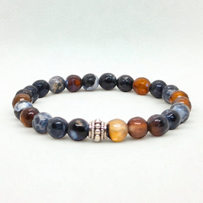 Natural Agate & Silver Stainless Steel G-2 | Men's Stone Bracelet - Overpowered Accessories | Egypt