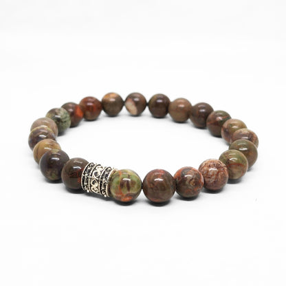 Men's Stone & Shade Bundle G-9 SG-001 bracelet featuring earthy-toned beads with a decorative silver accent.