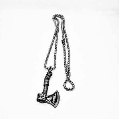 Axe Pendant PN-002 | Silver Steel Necklace - Overpowered Accessories | Egypt
