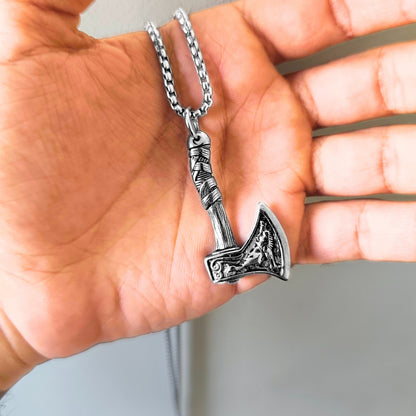 Axe Pendant PN-002 | Silver Steel Necklace - Overpowered Accessories | Egypt