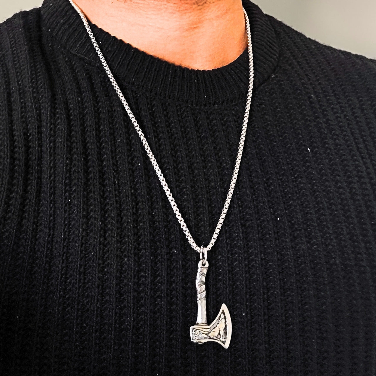 Axe Pendant PN-002 | Silver Steel Necklace - Overpowered Accessories | Egypt