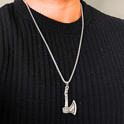 Axe Pendant PN-002 | Silver Steel Necklace - Overpowered Accessories | Egypt