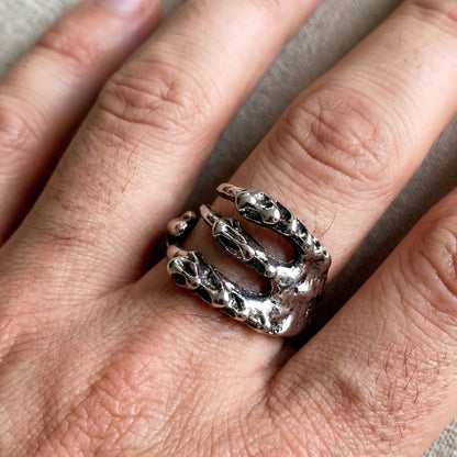 Ultra-Thin Zinc Alloy R-3 Ring by Overpowered Accessories, featuring a claw design on a hand. Ideal for men's fashion.