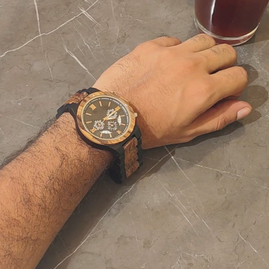 Legacy zebrawood and ebony wood watch, product video, Overpowered Accessories