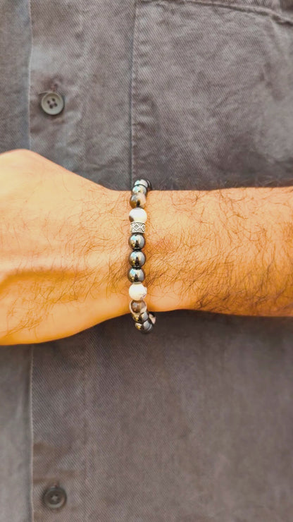 Natural Agate & Hematite - G-22 Stone Bracelet | Men's - Overpowered Accessories