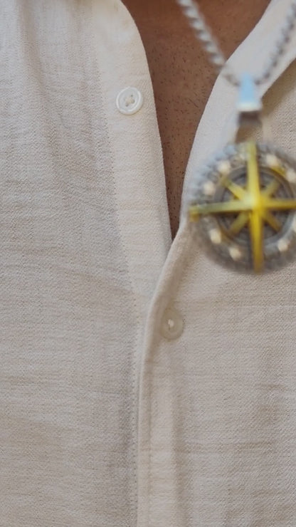 PN-17 Two-Tone Compass Stainless Steel Pendant & Necklace | Men's - Overpowered Accessories