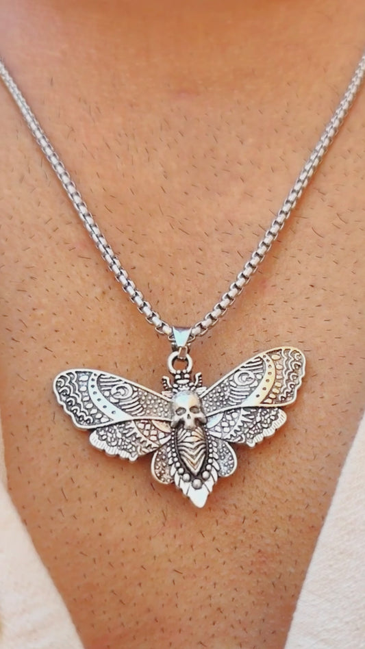 PN-14 Death Butterfly Stainless Steel Pendant & Necklace | Men's - Overpowered Accessories