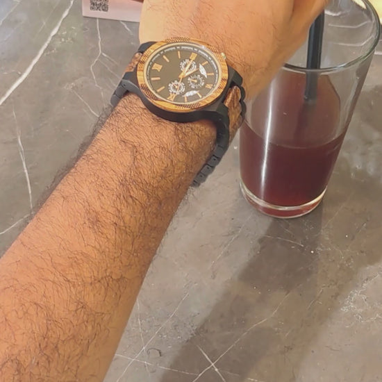 Legacy zebrawood and ebony wood watch, product video, Overpowered Accessories