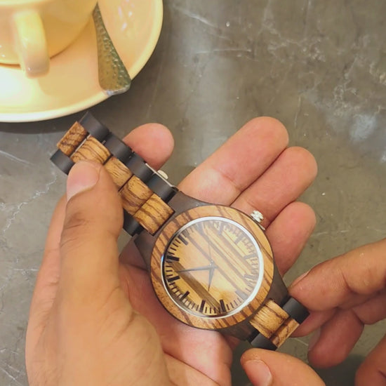 Luxury vintage zebrawood and ebony wood watch, product video, Overpowered Accessories