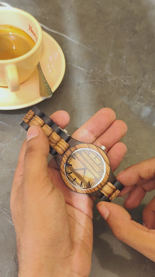 Luxury Vintage Zebrawood & Ebony Wood Watch - WW-02 | Men's - Overpowered Accessories