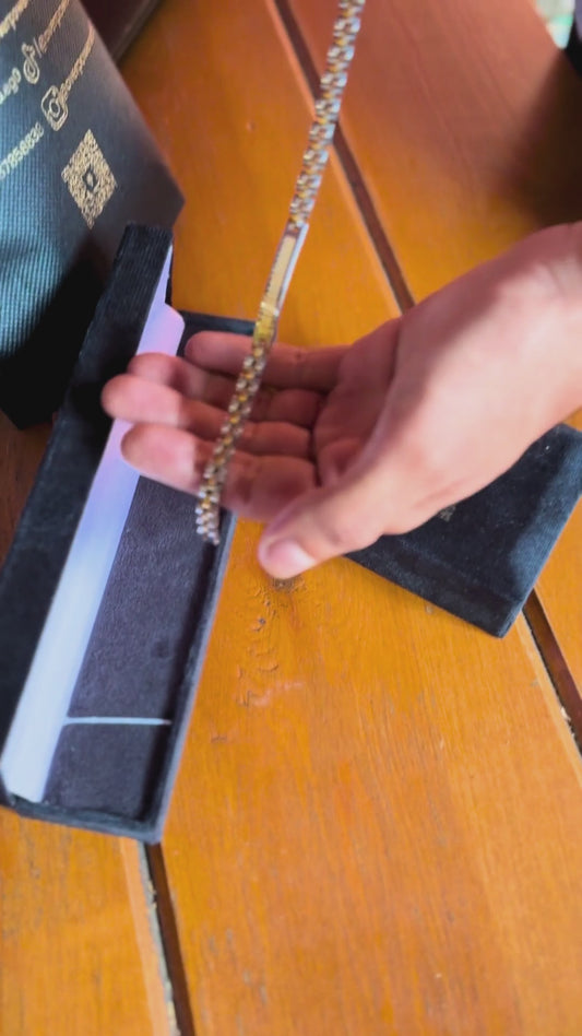 Two-Tone Silver & Gold Stainless Steel - B-75 Bracelet | Men's - Overpowered Accessories Egypt