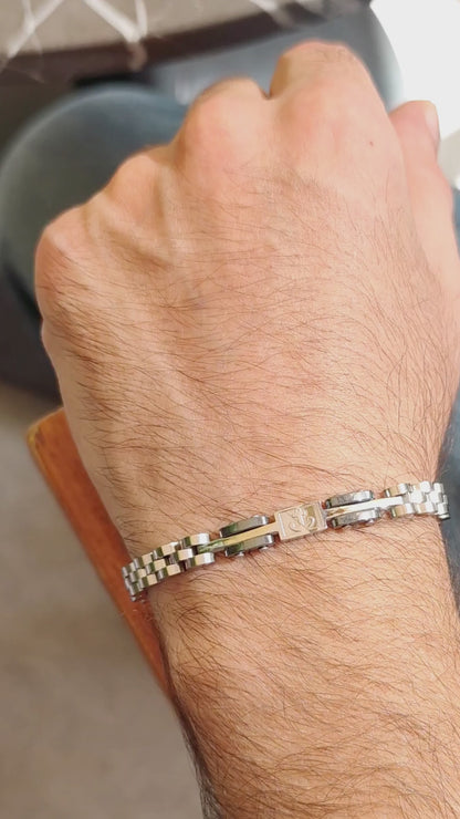 Premium silver and gunmetal grey anchor bracelet, product video, Overpowered Accessories